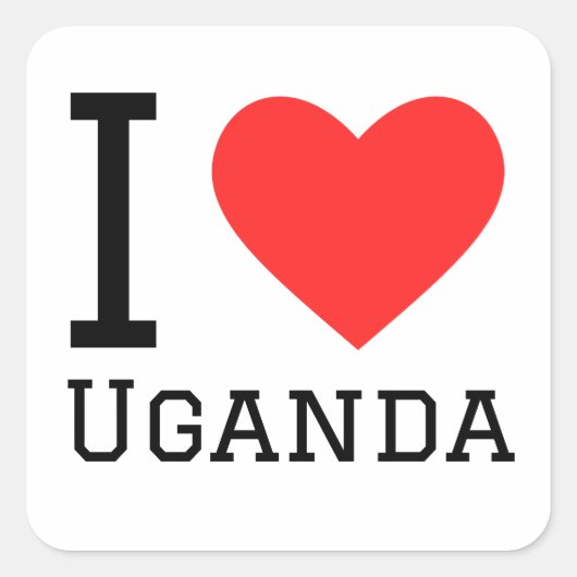 Ik hou van Uganda vierkante Sticker (Voorkant)