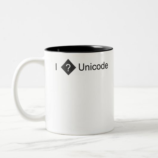 Ik hou van Unicode - grappig shirt Tweekleurige Koffiemok (Links)