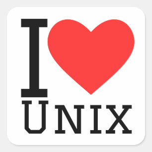 Ik hou van Unix Vierkante Sticker