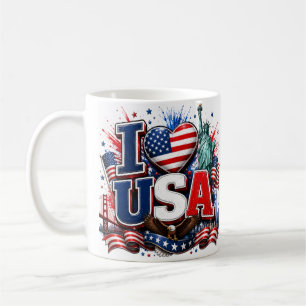 Ik hou van USA Patriotische Voetbal Fan Mok   Amer