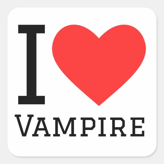 Ik hou van vampier vierkante sticker (Voorkant)