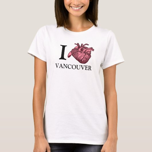 Ik hou van Vancouver, anatomisch correct hart T-shirt (Voorkant)
