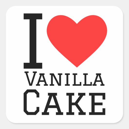 Ik hou van vanillecake vierkante sticker (Voorkant)