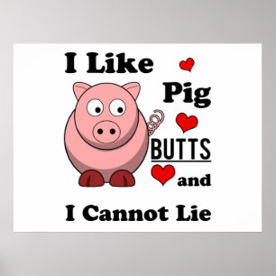 Ik hou van varken Butts Funny Pork Butt Roast Poster