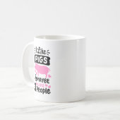 "Ik hou van varkens en misschien 3 mensen" grappig Koffiemok (Voorkant links)