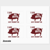 Ik hou van Varkensknoppen en ik kan geen BBQ-bacon Rechthoekige Sticker (Vel)