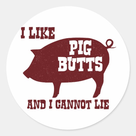 Ik hou van Varkensknoppen en ik kan geen BBQ-bacon Ronde Sticker (Voorkant)