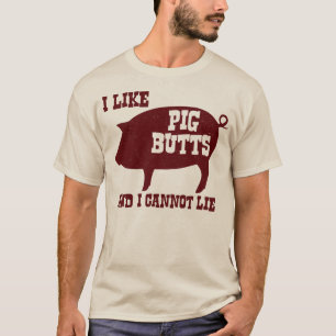Ik hou van Varkensknoppen en ik kan geen BBQ-bacon T-shirt