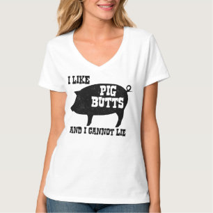 Ik hou van Varkensknoppen en ik kan geen BBQ-bacon T-shirt