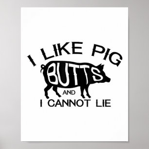 Ik hou van varkensvlees konten - grappig grillen B Poster