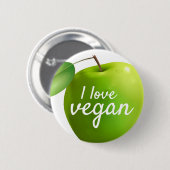 Ik hou van veganist ronde button 5,7 cm (Voorkant /achterkant)