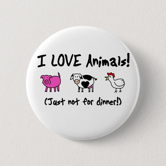 Ik hou van Vegetarie Ronde Button 5,7 Cm (Voorkant)