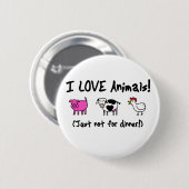 Ik hou van Vegetarie Ronde Button 5,7 Cm (Voorkant /achterkant)