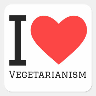Ik hou van vegetarisme vierkante sticker