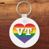 Ik hou van Vermont Rainbow Heart Sleutelhanger (Voorkant)