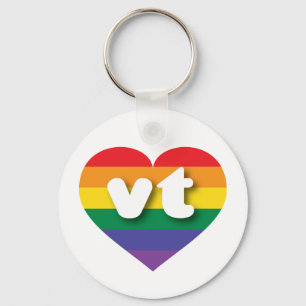 Ik hou van Vermont Rainbow Heart Sleutelhanger