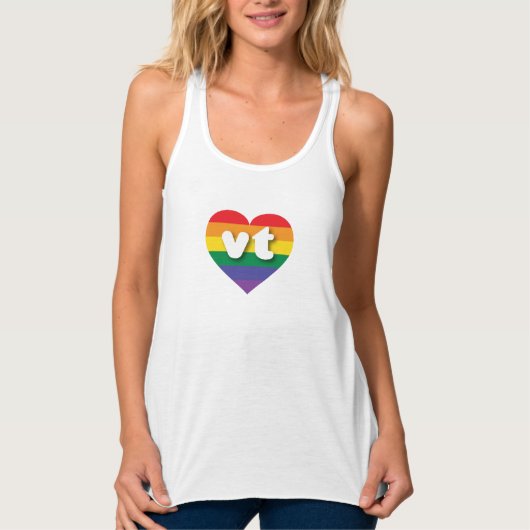 Ik hou van Vermont Rainbow Heart Tanktop (Voorkant)