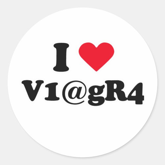 Ik hou van viagra ronde sticker (Voorkant)