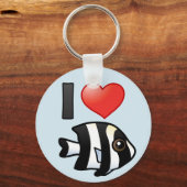 Ik hou van Vier Stripe Damselfish Sleutelhanger (Voorkant)