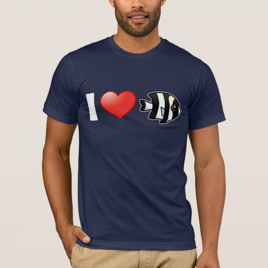 Ik hou van Vier Stripe Damselfish T-shirt (Voorkant)