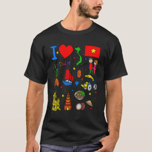 Ik hou van Vietnam Handgetekende Vietnamese Landma T-shirt