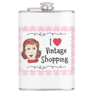 Ik Hou Van Vintage Winkelen Vinyl Omwikkelde Fles Heupfles