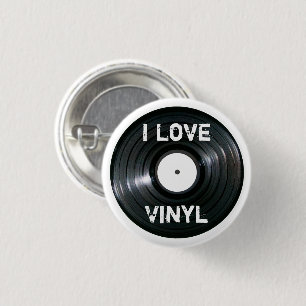 Ik hou van vinylplaat Button