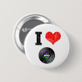 Ik hou van vinylrecords ronde button 5,7 cm (Voorkant /achterkant)