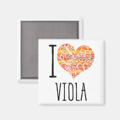 Ik hou van Viola Oranje Mandala Heart Magneet (Voorkant / Achterkant)