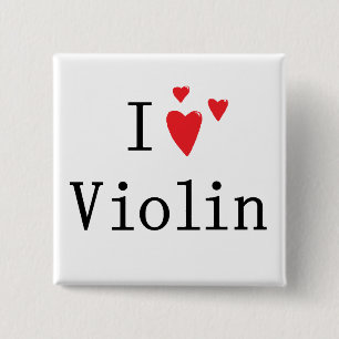 Ik hou van Violin Vierkante Button 5,1 Cm