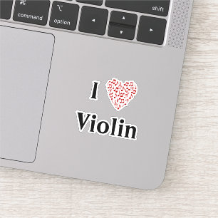 Ik hou van viool Rood hart van muzieknoten vinyl Sticker