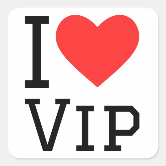 Ik hou van vip vierkante sticker (Voorkant)