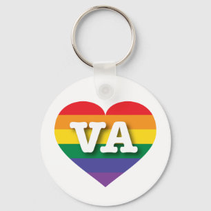 Ik hou van Virginia Rainbow Heart Sleutelhanger