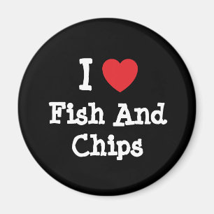 Ik hou van Vissen en Chips hart T-Shirt Magneet