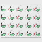 Ik hou van vissen met een rood hart cadeaupapier (Vlak)