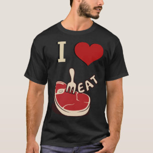 Ik hou van vlees vleeskopje eten eiwit keto t-shirt