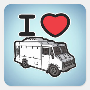 Ik hou van voedseltrucks! vierkante sticker