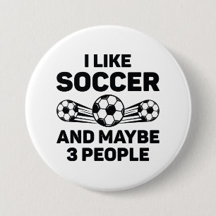 Ik hou van Voetbal en misschien 3 mensen Ronde Button 7,6 Cm