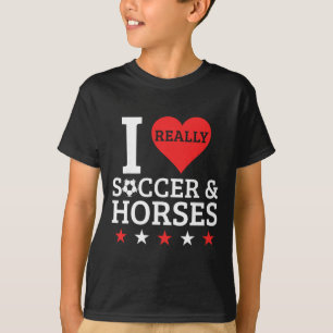Ik hou van voetbal en paarden Grappige voet paard T-shirt