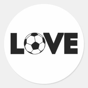 Ik hou van Voetbal met Zwarte Tekst Ronde Sticker