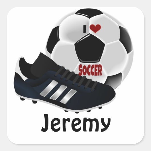 Ik hou van voetbal Sjabloon, personaliseren, Vierkante Sticker (Voorkant)