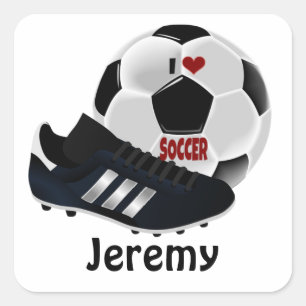 Ik hou van voetbal Sjabloon, personaliseren, Vierkante Sticker