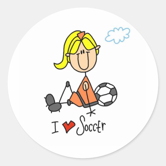 Ik hou van voetbal stick figuur Sticker (Voorkant)
