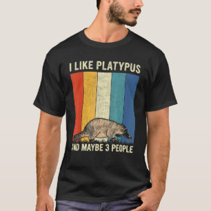 Ik hou van vogelbekdier en misschien 3 mensen retr t-shirt