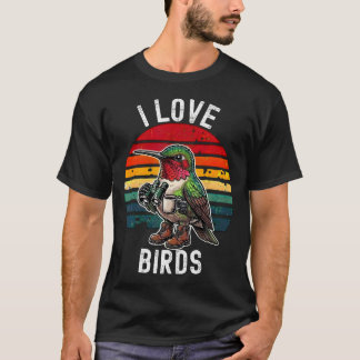 Ik hou van vogels Grappige vogelspotten Natuur T-shirt
