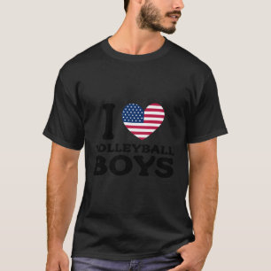 Ik hou van volleybal Amerikaanse vlag T-shirt