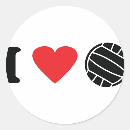 Ik hou van volleybal ronde sticker (Voorkant)
