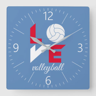 Ik hou van volleybal vierkante klok