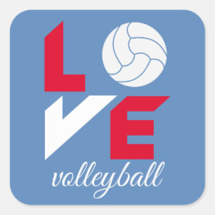 Ik hou van volleybal vierkante sticker