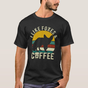Ik hou van vossen Coffee Funny Retro vossen ze T-shirt